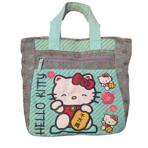 Hello Kitty Maneki Neco Loungefly Sanrio Lucky Cat Canvas Tote Bag Purse